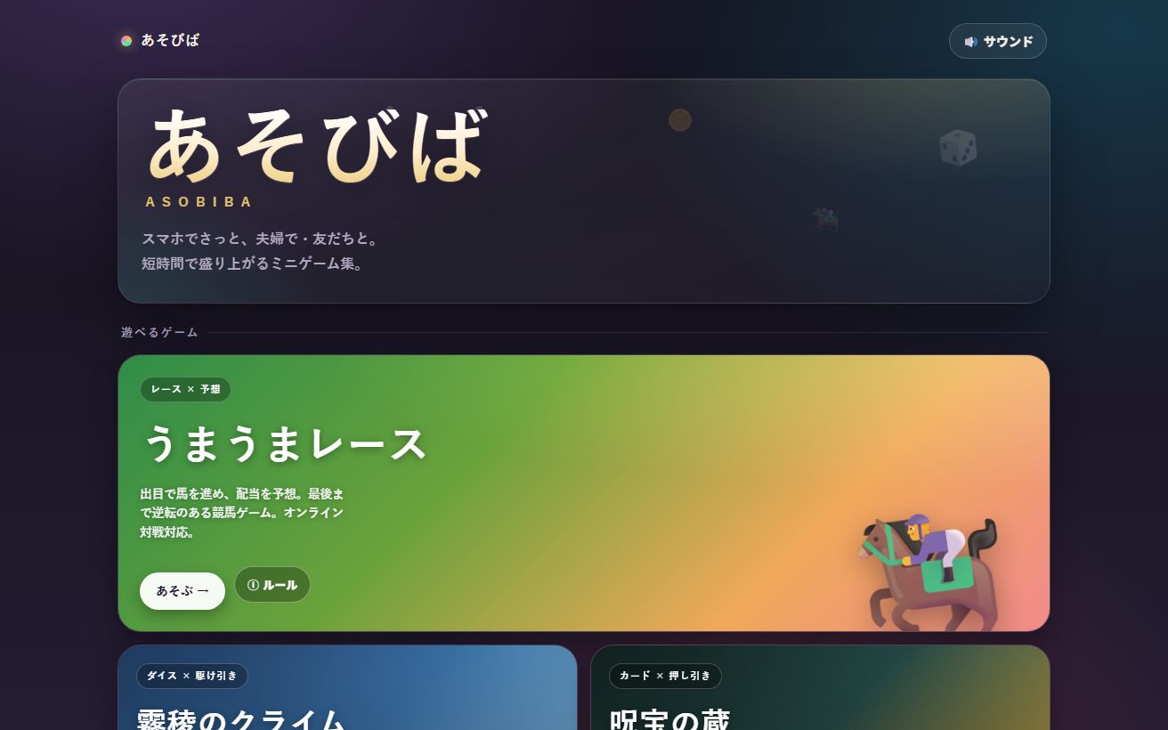自主制作ミニゲーム集 あそびば の画面