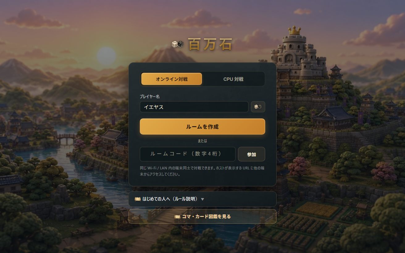 自主制作ボードゲーム 百万石 の画面